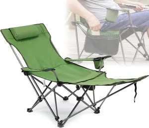 Camping Folding Chair Oversized for Outdoor Heavy Duty Foldable Camp Chair Outside for Adults, with Cup Bag and Storage Bag,Green