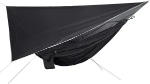 Camping Hammock Portable with Net Tent Tarp, Lightweight Rain Tarp Awning Nylon Hammock for Garden Outdoor Activities Patio, Black and Black