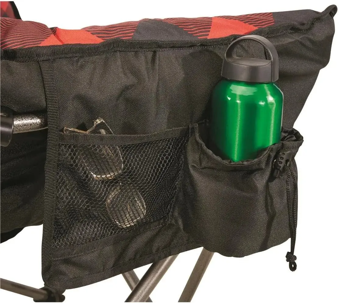 Camping Limited supply Oversized, Efficient customer service Chair, Folding 500-Lb. Portable, Seats, Padded Club Red with Plaid Capacity