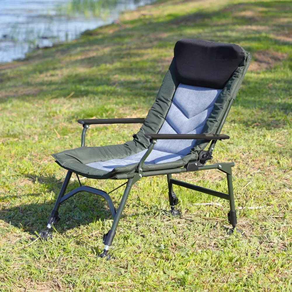 Camping Lounge Chair, Portable Folding Reclining Camping Chair with Adjustable backrest for Indoor and Outdoor Camping Beach Hiking Fishing