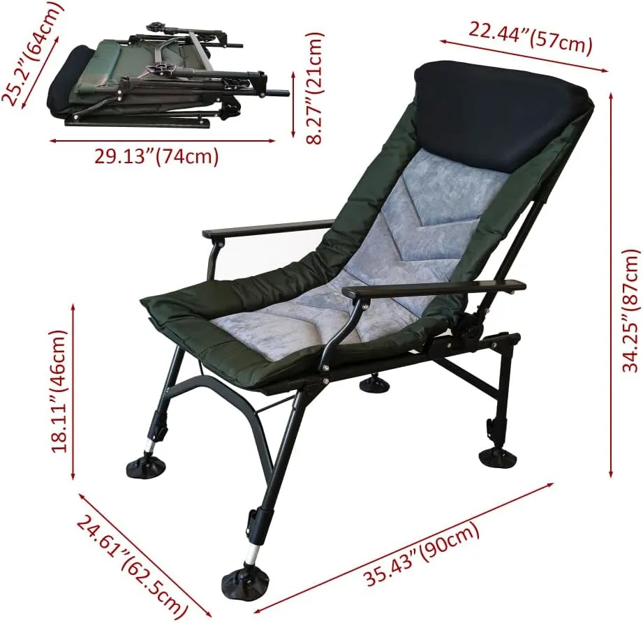 Camping Lounge Chair, Portable Folding Reclining Camping Chair with Adjustable backrest for Indoor and Outdoor Camping Beach Hiking Fishing