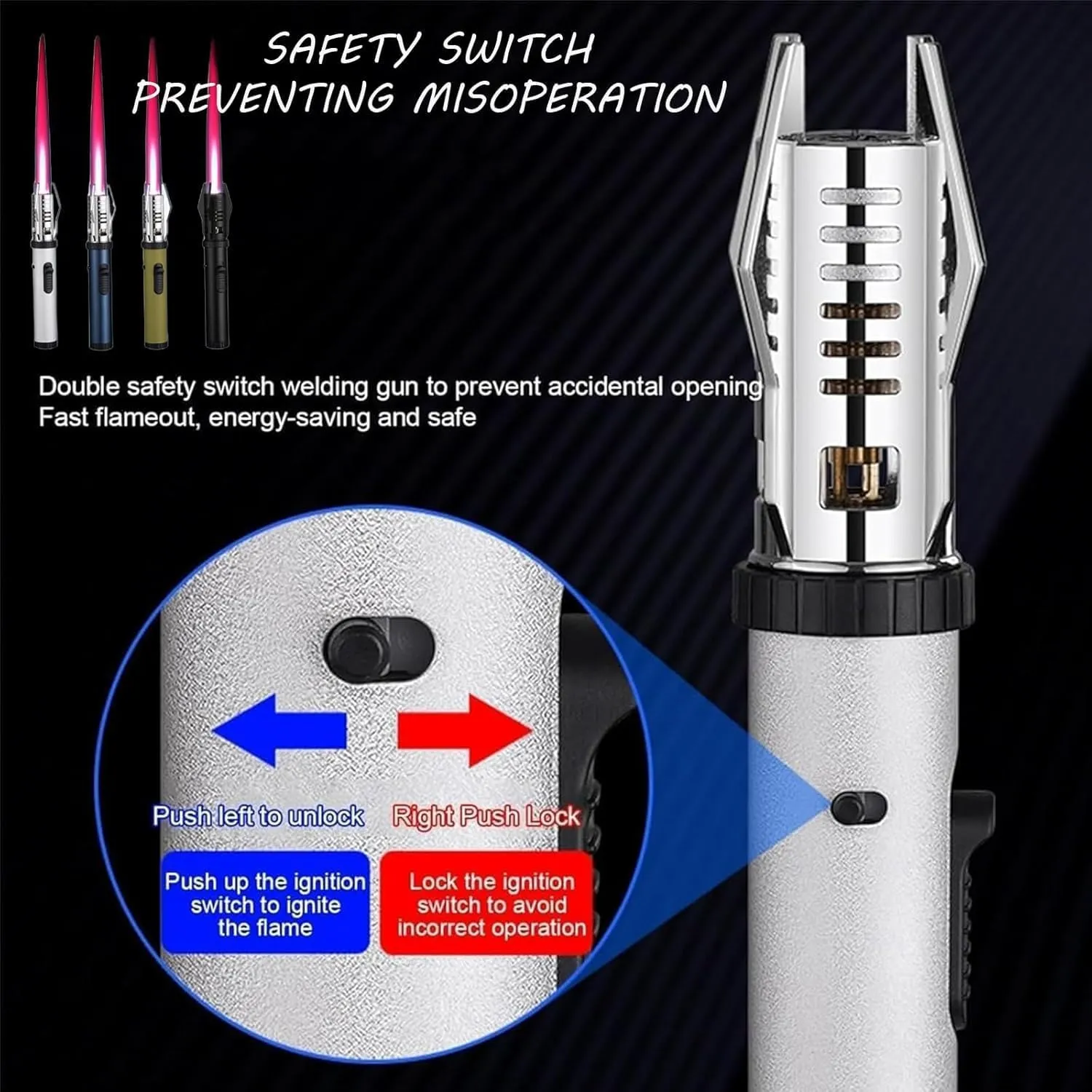 Camping Outdoor Windproof Straight Flame Lighter, 2025 New Windproof Straight Flame Lighter, Lightsaber Lighter Torch, Repertoire Windproof Straight Lighter, Flame Lighter for Campfire (blue)