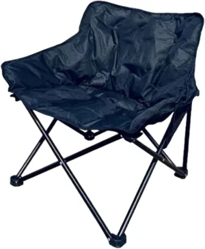Camping Padded Chair Fishing Lounge Chair Lazy Sofa Back Support Stable Folding Seat Padded Cushion for Patio Camping Picnic, Black