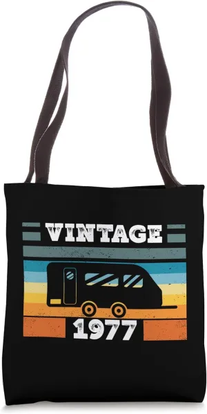 Camping RV-Camper Vintage born 1977 Birthday Trailer-Caravan Tote Bag