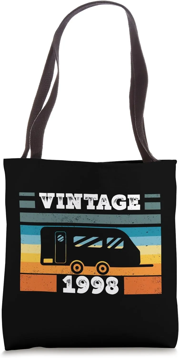 Camping RV-Camper Vintage born 1998 Birthday Trailer-Caravan Tote Bag