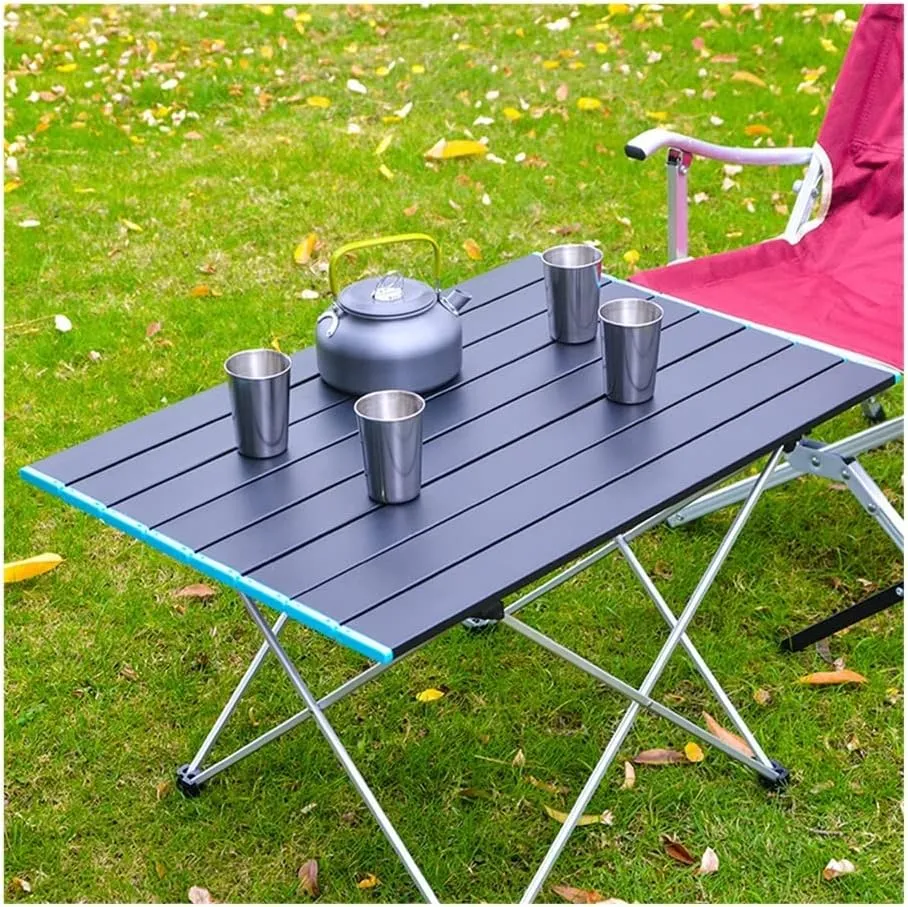 camping table Aluminum Alloy Portable Folding Camping Table Outdoor Furniture Foldable Hiking Desk Traveling Outdoor Picnic Table S M L Foldable and lightweight camping table, Black S