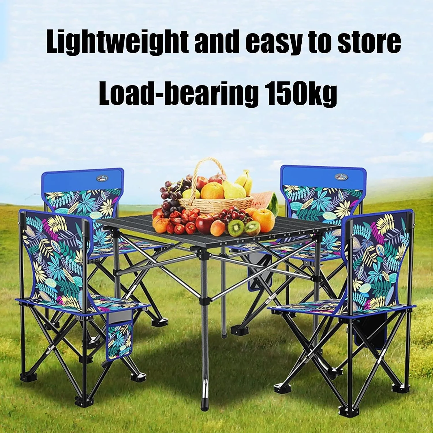 Camping Table Chairs 5-Piece Outdoor Folding Table Set, Ultra-Light Aluminum Camping Picnic Table, The Tote Bag is Easy to Carry and Store (Color : Package 2)
