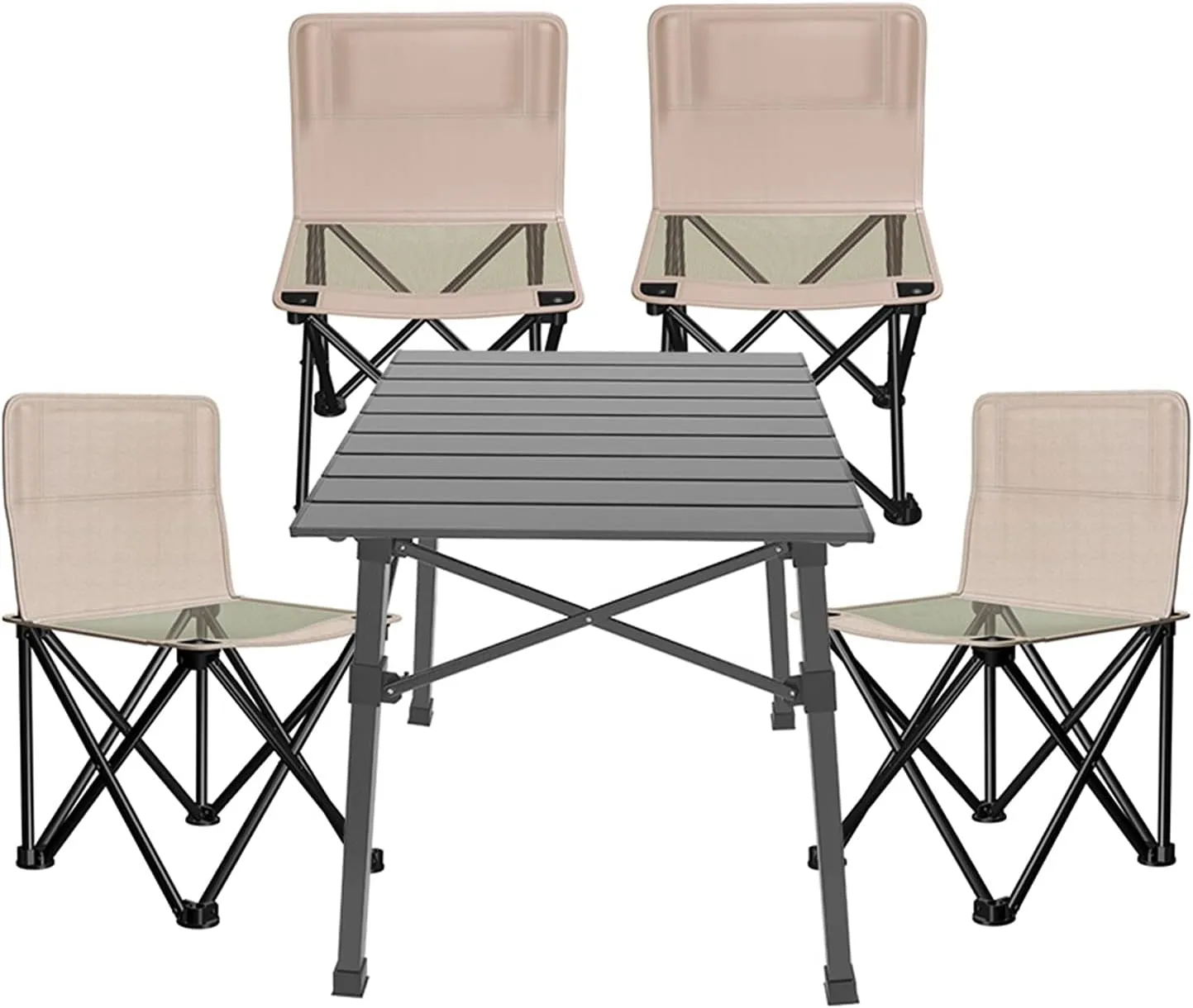 Camping Table Chairs Aluminum with 4 Chairs, Lightweight Camping Picnic Table with Storage Bag, Load-Bearing 80kg