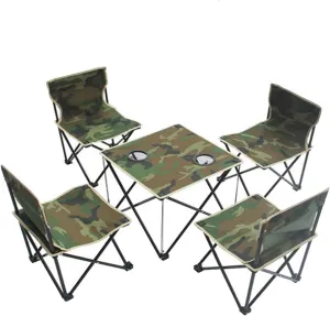 Camping Table Chairs Outdoor Folding Camping Picnic Table, The Ultra-Light Camouflage Table is Suitable for Courtyard Balconies, with Cup Holder and Handbag