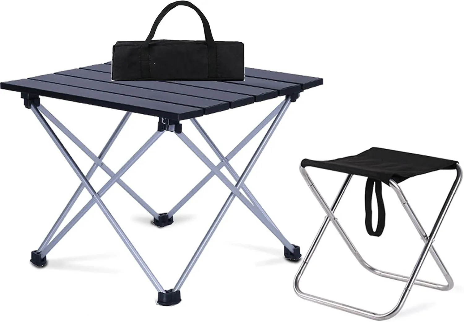 Camping Table Chairs Portable and Chair Set, Lightweight Aluminum Camping Picnic Table, Suitable for Beach Fishing 40x35x32cm