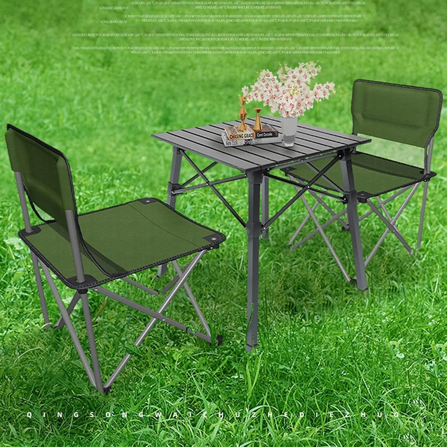 Camping Table Chairs Portable Folding Table and Chair Set, Aluminum Outdoor Picnic Table, Suitable for Courtyard Barbecue Travel (Color : Brown)