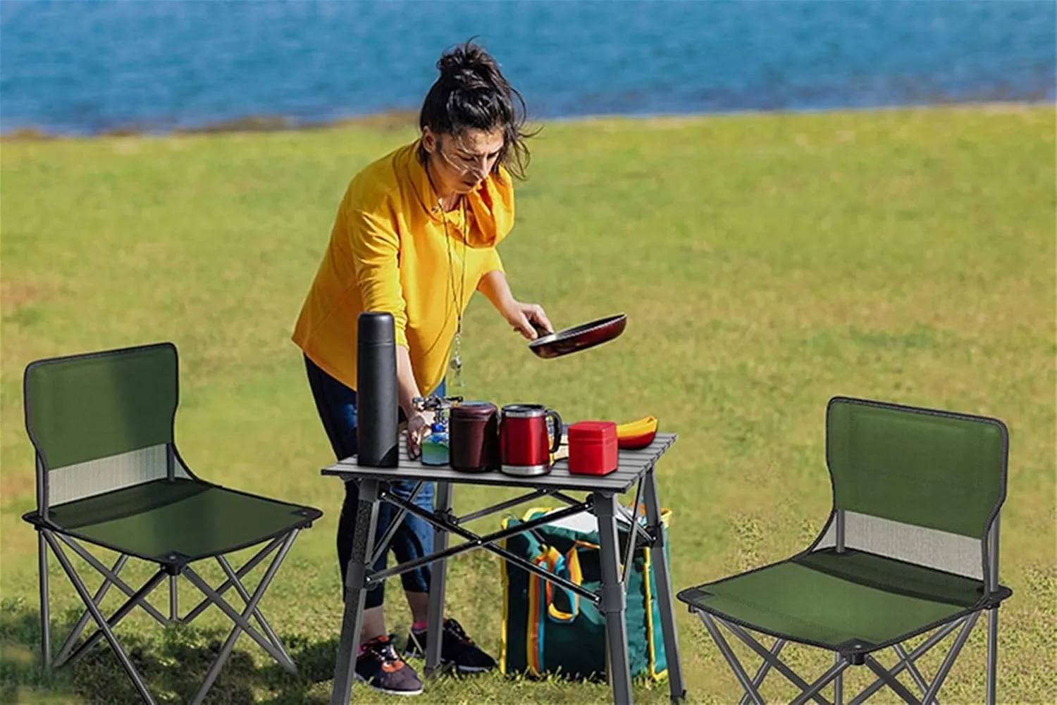 Camping Table Chairs Portable Folding Table and Chair Set, Aluminum Outdoor Picnic Table, Suitable for Courtyard Barbecue Travel (Color : Brown)