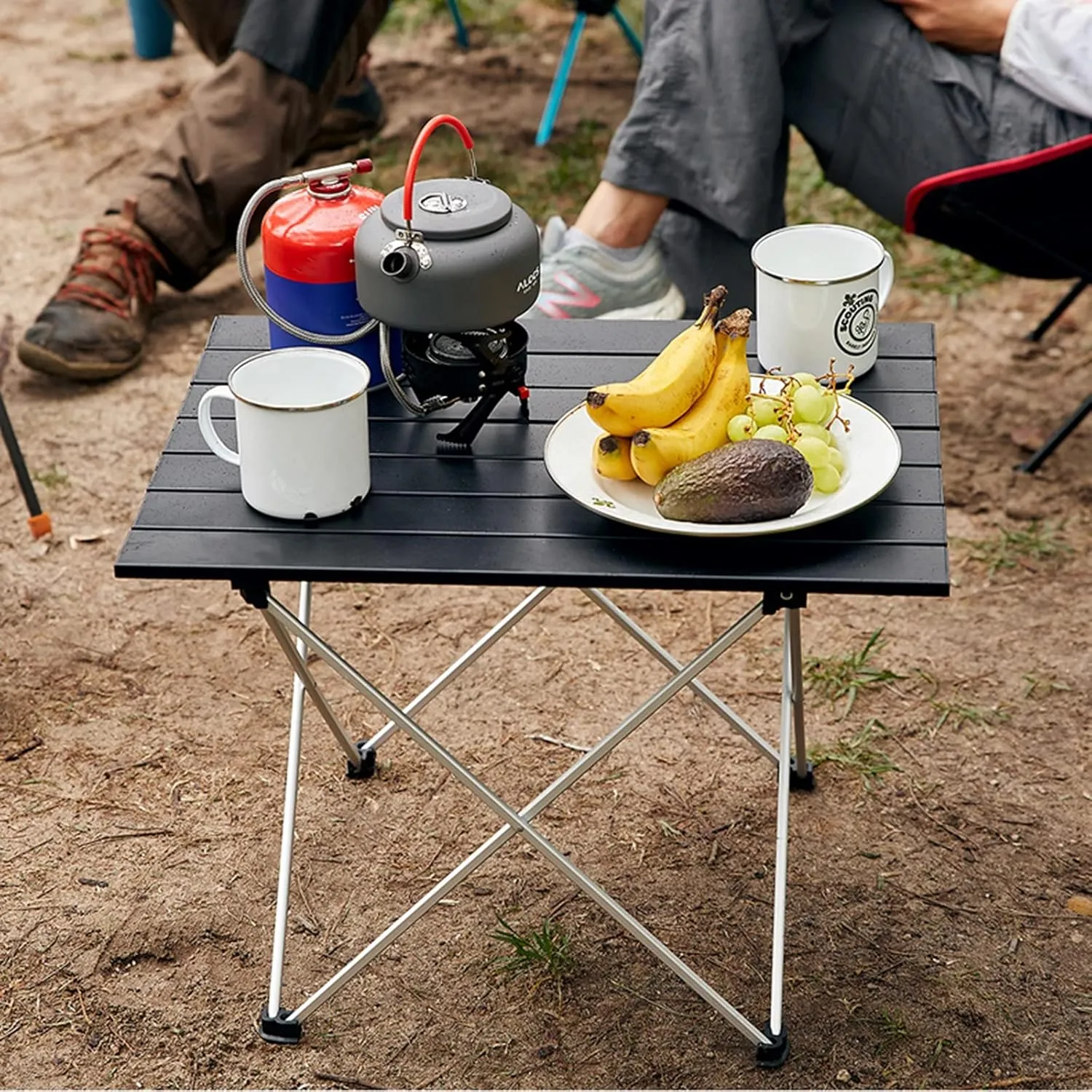 Camping Table Chairs Portable Folding Table with 2 Chairs, Aluminum Alloy Outdoor Camping Picnic Table, Lightweight and Easy to Carry, 40x40x56cm (Color : Style1)