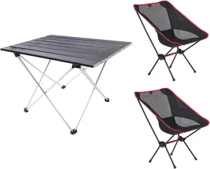 Camping Table Chairs Portable Folding Table with 2 Chairs, Aluminum Alloy Outdoor Camping Picnic Table, Lightweight and Easy to Carry, 40x40x56cm (Color : Style2)