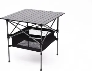 Camping Table Folding Outdoor Table, Lightweight Aluminum Roll-up Square Table for Indoor, Outdoor Camping, Picnics, Beach, Backyard, BBQ, Party, Patio, Black, ZZ001
