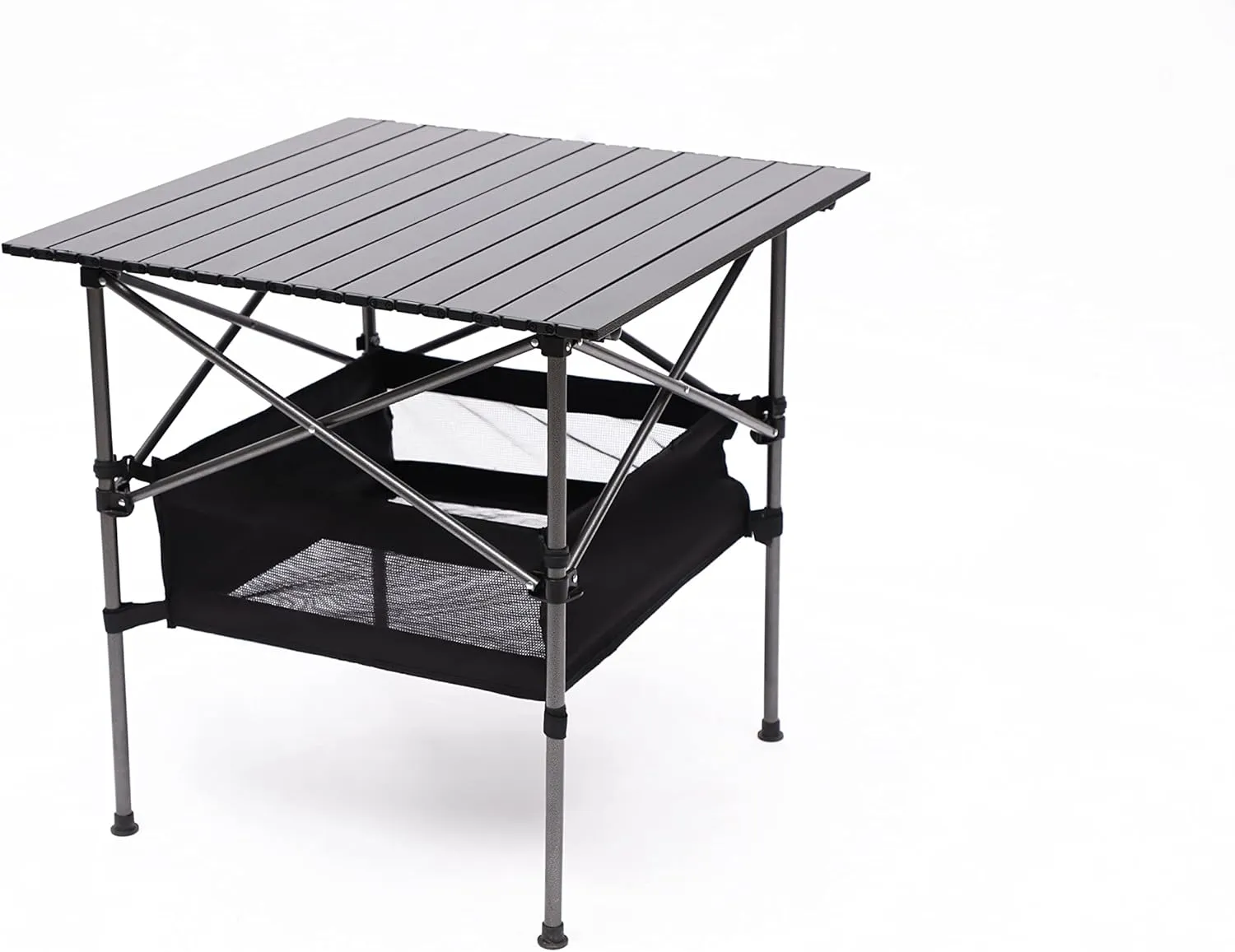 Camping Table Folding Outdoor Table, Lightweight Aluminum Roll-up Square Table for Indoor, Outdoor Camping, Picnics, Beach, Backyard, BBQ, Party, Patio, Black, ZZ001