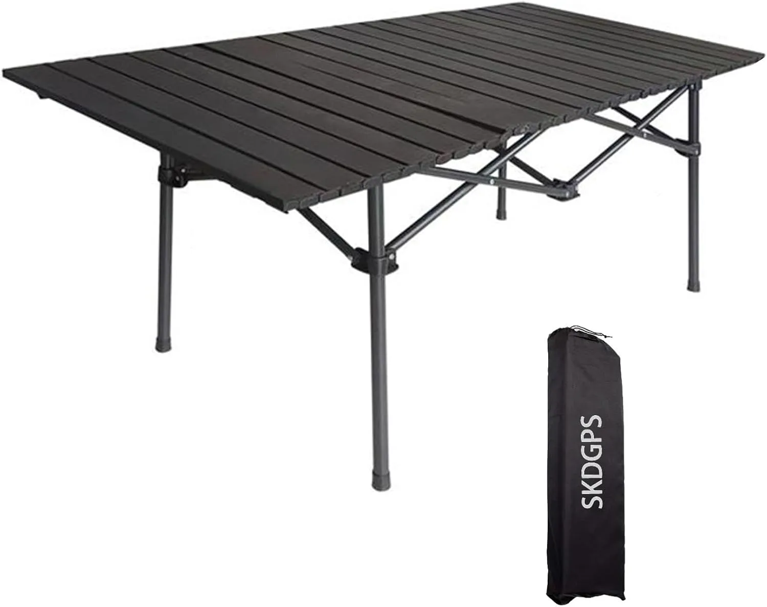 Camping Table Lightweight Foldable Medium 1-4 Person Portable Camp Table, Outdoor,Picnic, Backyard, BBQ, Party, Patio, Beach with Aluminum Roll Up Tabletop Carry Bag (Black)