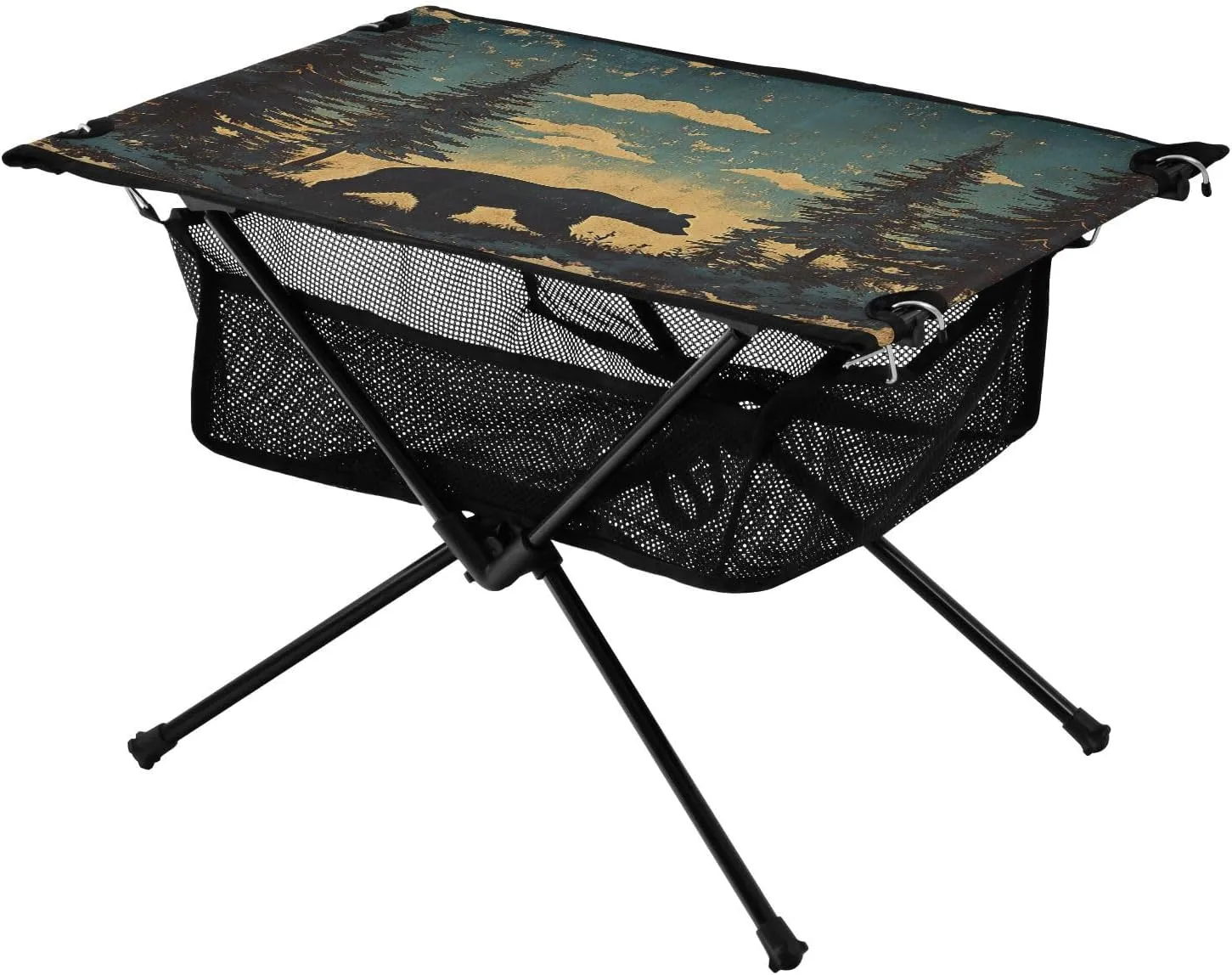 Camping Table Lightweight Portable Folding Table with Mesh Storage Net Bear Blue Ideal for Camping Hiking Beach Picnic Travel Backyard