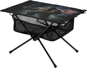 Camping Table Lightweight Portable Folding Table with Mesh Storage Net Bigfoot USA Flag Ideal for Camping Hiking Beach Picnic Travel Backyard