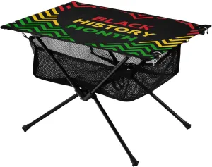 Camping Table Lightweight Portable Folding Table with Mesh Storage Net Black History Month Stripes Heart Ideal for Camping Hiking Beach Picnic Travel Backyard