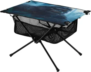 Camping Table Lightweight Portable Folding Table with Mesh Storage Net Black Orangutan Ideal for Camping Hiking Beach Picnic Travel Backyard