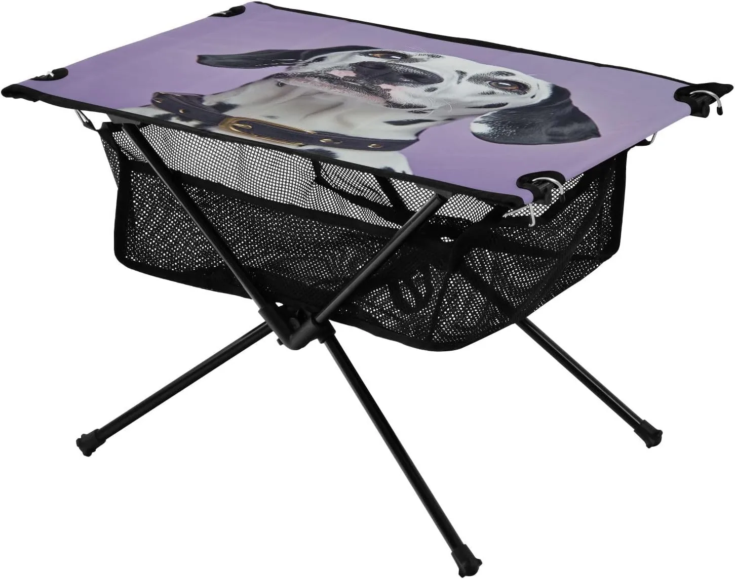 Camping Table Lightweight Portable Folding Table with Mesh Storage Net Dalmatian Dog Ideal for Camping Hiking Beach Picnic Travel Backyard