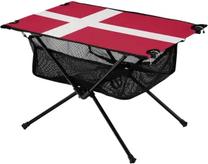 Camping Table Lightweight Portable Folding Table with Mesh Storage Net Denmark Flag Ideal for Camping Hiking Beach Picnic Travel Backyard
