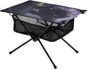 Camping Table Lightweight Portable Folding Table with Mesh Storage Net Orangutan Bigfoot Purple Woods Ideal for Camping Hiking Beach Picnic Travel Backyard