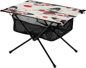 Camping Table Lightweight Portable Folding Table with Mesh Storage Net Red Dot Butterfly Ideal for Camping Hiking Beach Picnic Travel Backyard