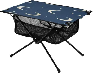 Camping Table Lightweight Portable Folding Table with Mesh Storage Net Star Moon Blue Ideal for Camping Hiking Beach Picnic Travel Backyard