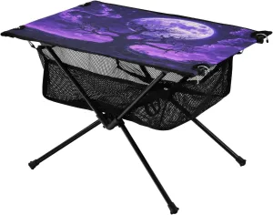 Camping Table Lightweight Portable Folding Table with Mesh Storage Net Tree Purple Ideal for Camping Hiking Beach Picnic Travel Backyard