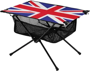 Camping Table Lightweight Portable Folding Table with Mesh Storage Net UK British Flag Ideal for Camping Hiking Beach Picnic Travel Backyard