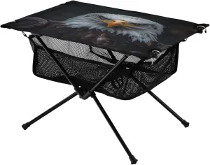Camping Table Lightweight Portable Folding Table with Mesh Storage Net Vulture Eye Animal Ideal for Camping Hiking Beach Picnic Travel Backyard