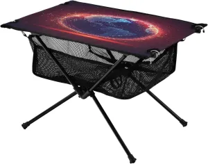 Camping Table Lightweight Portable Folding Table with Mesh Storage Net World Map Red Light Ideal for Camping Hiking Beach Picnic Travel Backyard