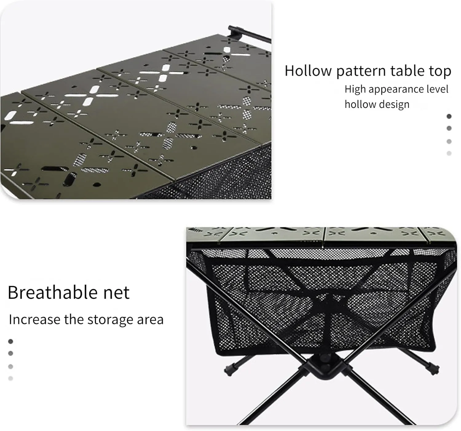 Camping Table Outdoor Portable Table with Storage, Aluminum Alloy Folding Table Barbecue Camping Table for Indoor,Outdoor,Camping, Beach,Backyard, BBQ, Party, Patio, Picnic Army Green B