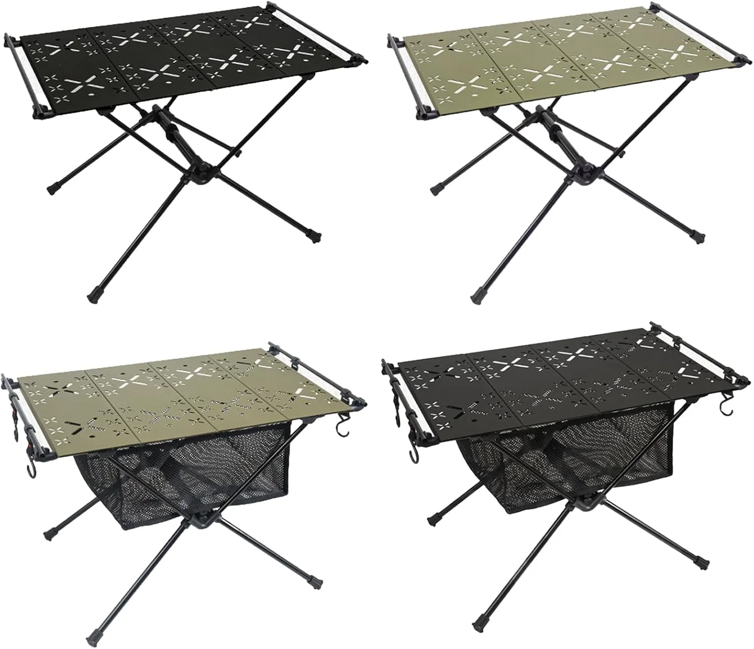 Camping Table Outdoor Portable Table with Storage, Aluminum Alloy Folding Table Barbecue Camping Table for Indoor,Outdoor,Camping, Beach,Backyard, BBQ, Party, Patio, Picnic Army Green B