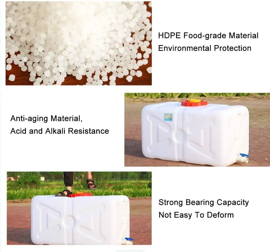 Camping Water Carrier Large White Food-Grade Water Storage Container With Lid And Handle,BPA Free Food Safe Water Storage Carrier,for Outdoor Camping Transport Hiking Hurricane Emergency Hik(Size:48L)