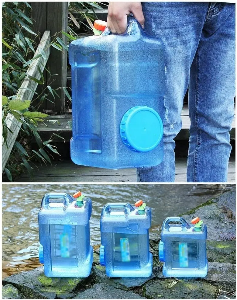 Camping Water Container, Portable Camping Water Container with Spigot - Outdoor Bucket & Camping Water Jug with Spout Water Jug Dispenser - Camping Essentials (Gray : Blue, Size : 12L)