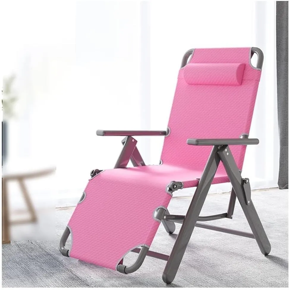 Camping Zero Gravity Chair, Outdoor Recliner with Adjustable Back, Padded Lounge Chair Detachable Soft Cushion, Folding Sun Lounger for Relaxation, & Comfortable (Pink)(Pink)