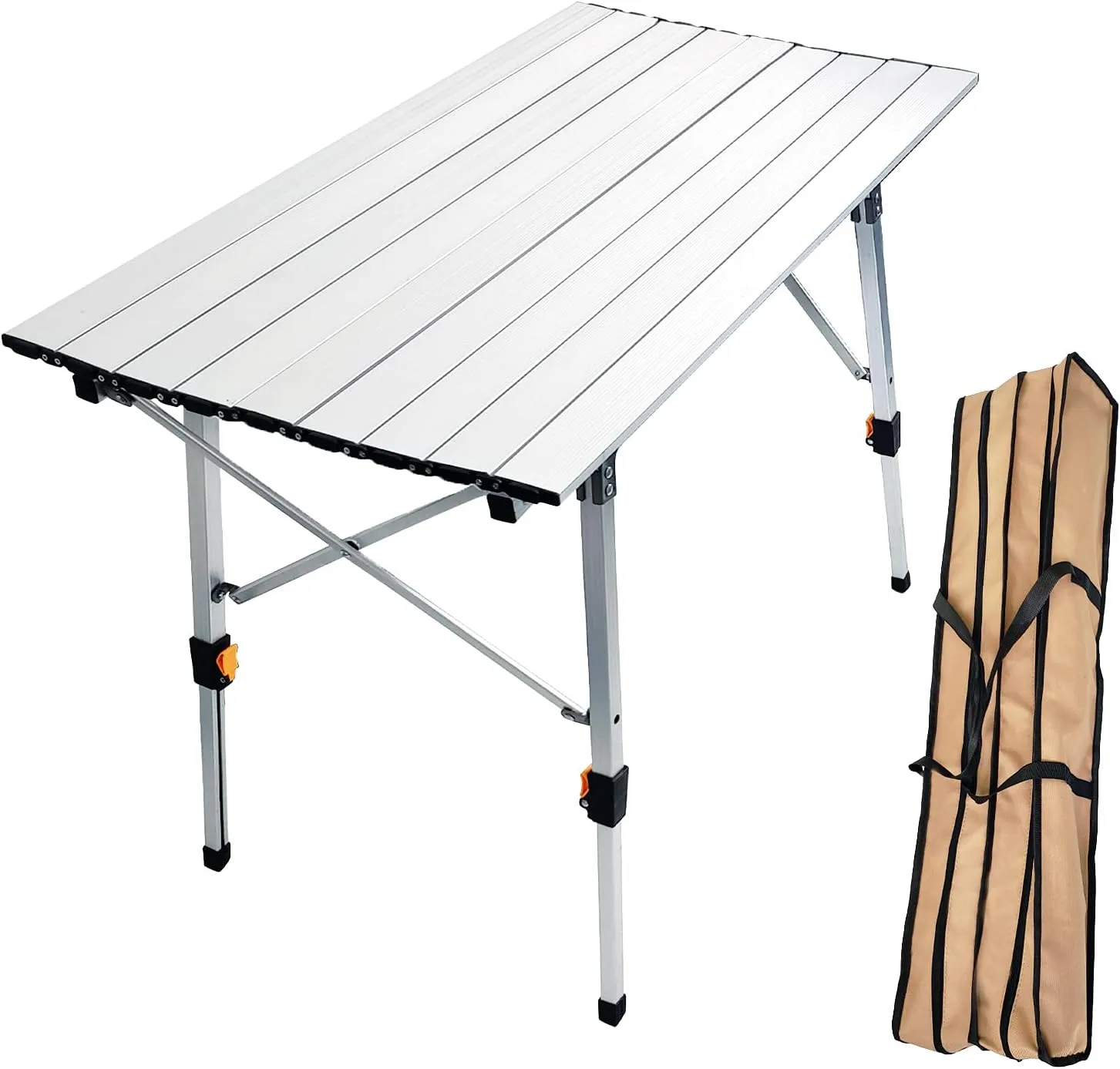 CampLand Aluminum Table Height Adjustable Folding Table Camping Outdoor Lightweight for Camping, Beach, Backyards, BBQ, Party