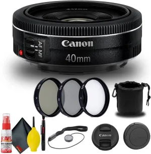 Canon EF 40mm f/2.8 STM Lens (6310B002)   Filter Kit   Lens Pouch   Cap Keeper   Cleaning Kit   More (Renewed)