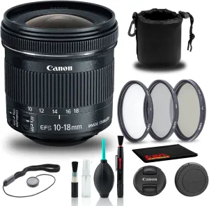 Canon EF-S 10-18mm f/4.5-5.6 is STM Lens (9519B002)   Filter Kit   Lens Pouch   Cap Keeper   Cleaning Kit   More (Renewed)