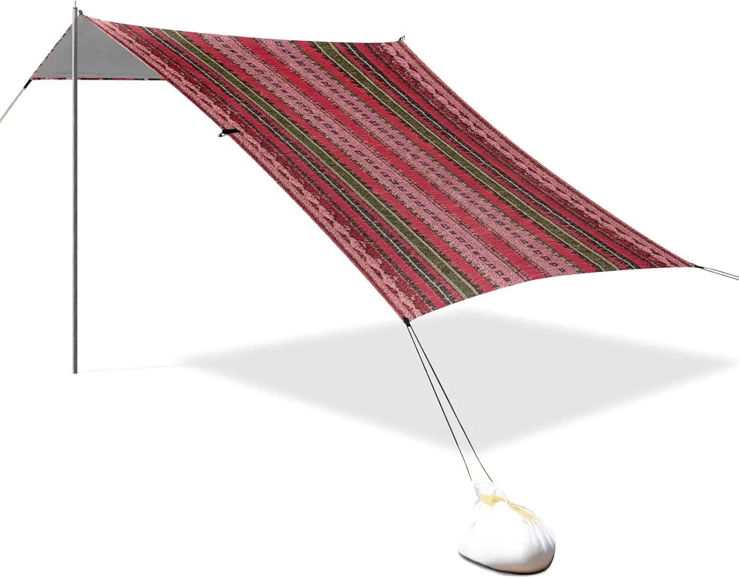 Canopy Tent Beach Area Ethnic Red Outdoor Sun Shade Patio 9.2 × 10.5 FT Pool Camping Sun Shelter Yard Sunshade with Poles Sandbags Easy