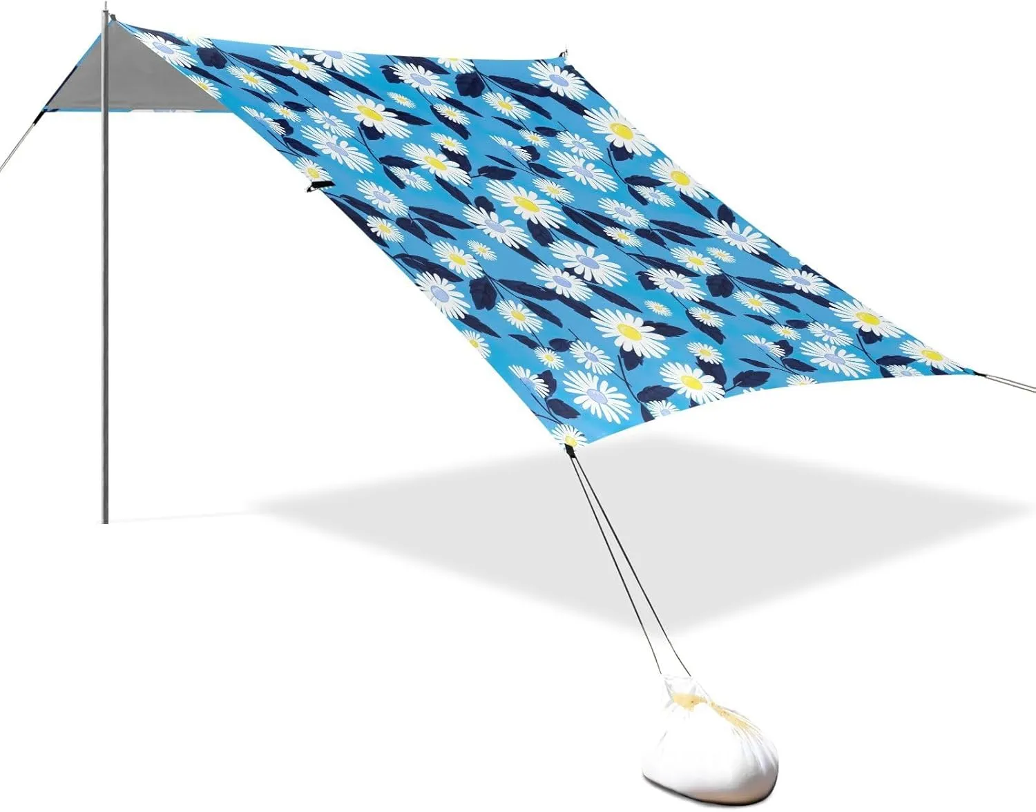 Canopy Tent Beach Outdoor Patio Sun Shade Kids Portable Camping Shelter with Sandbags Anchor Wind Sail Shade 9.2 × 10.5 FT Cute Daisy Blue