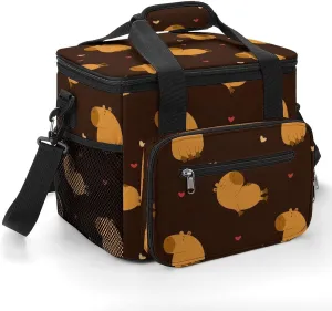 Capybara Seamless Pattern 22.5L Insulated Camping Coolers Bag Large Leakproof Ice Chest for Beach Travel Picnic