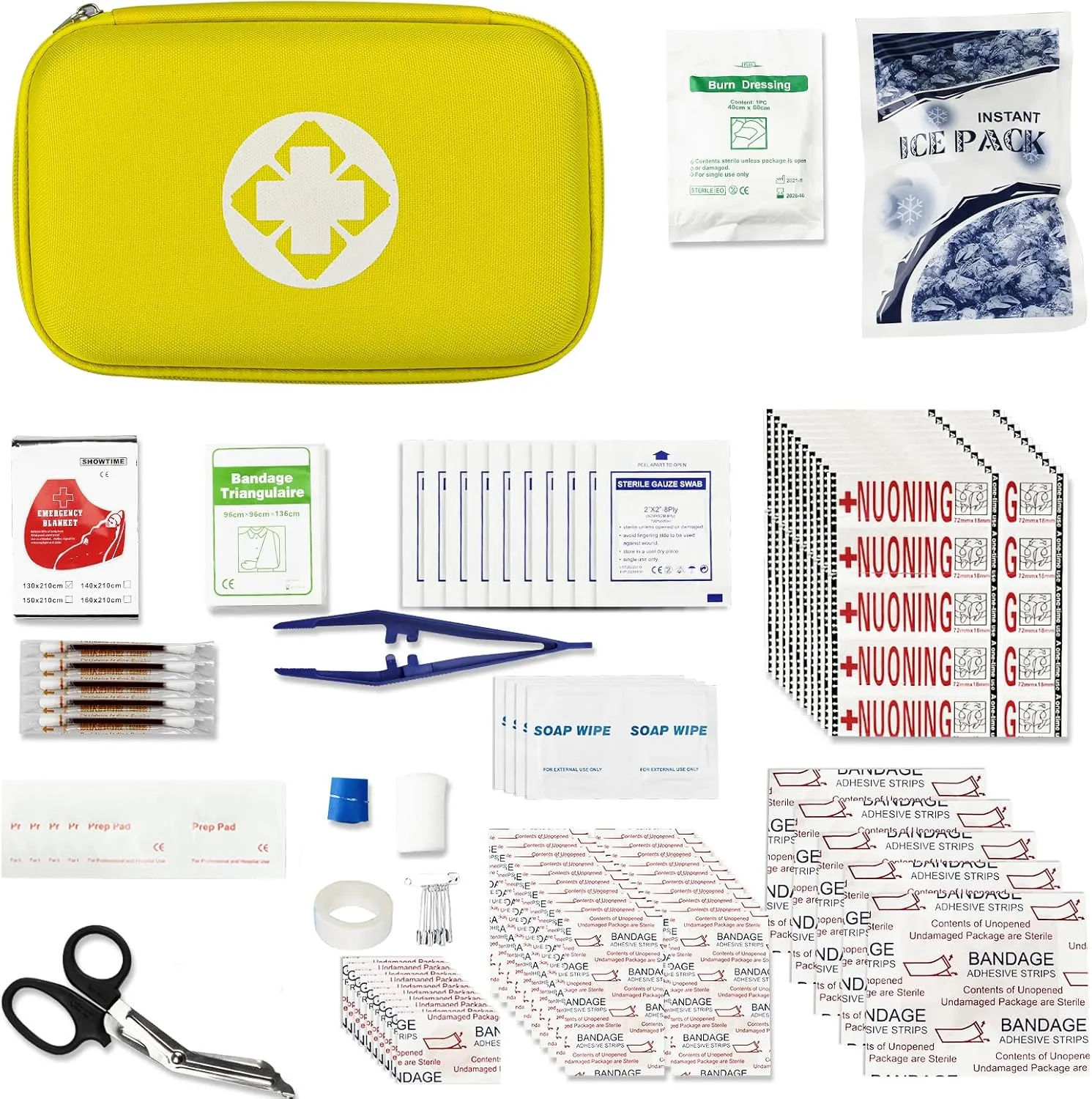 Car-Home Survival First-Aid Kit Emergency-Kit - Yellow 273Piece Equipment Travel Supplies First Aid Set Home Essentials Camping Hiking YIDERBO