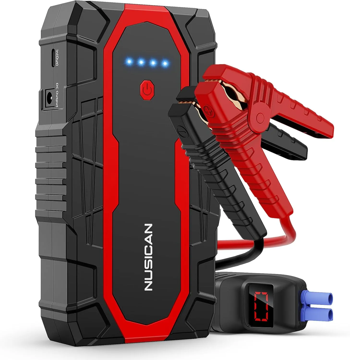 Car Jump Starter, 12V Portable Battery Charger (up to 7.5L Gas&5.5L Diesel Engine) Auto Lithium Battery Booster 2000A 18000mAh Jump Pack with Smart Jumper Clamps, USB QC3.0, LED Light, Compact