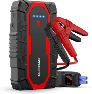 Car Jump Starter, 12V Portable Battery Charger (up to 7.5L Gas&5.5L Diesel Engine) Auto Lithium Battery Booster 2000A 18000mAh Jump Pack with Smart Jumper Clamps, USB QC3.0, LED Light, Compact