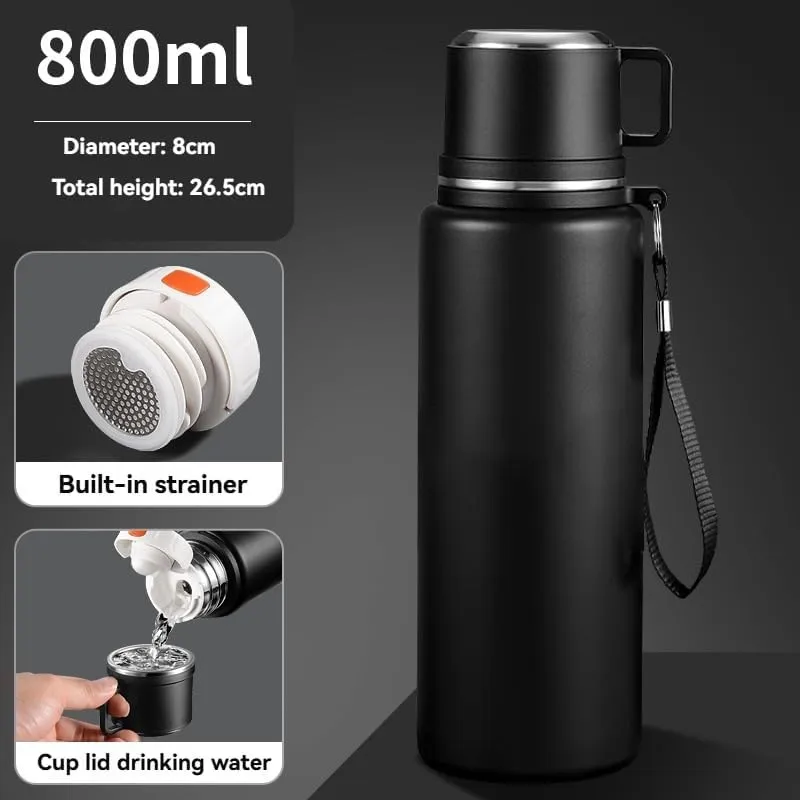 Car Vacuum Insulated Stainless Steel Water Bottle For Mazda Biante 2008-2018,Thermos Mug Leak Proof Insulated Water Bottle Reusable Water Bottle Travel Mug Thermo Mug,Black-800ml