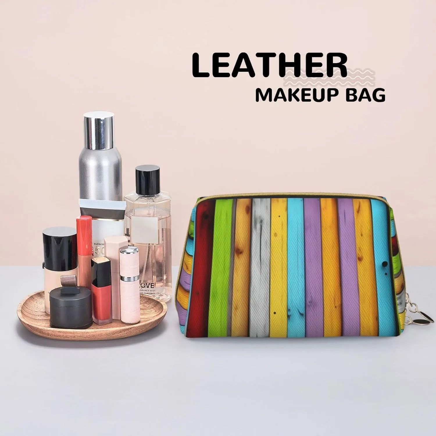 Carpentry Oak Timber Toiletry Pouch, Travel-Friendly Makeup Organizer For Makeup Brushes, Lipsticks